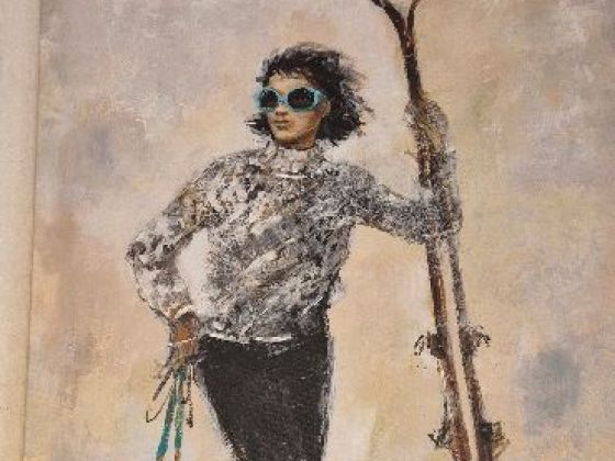 Cadre skieuse retro ...